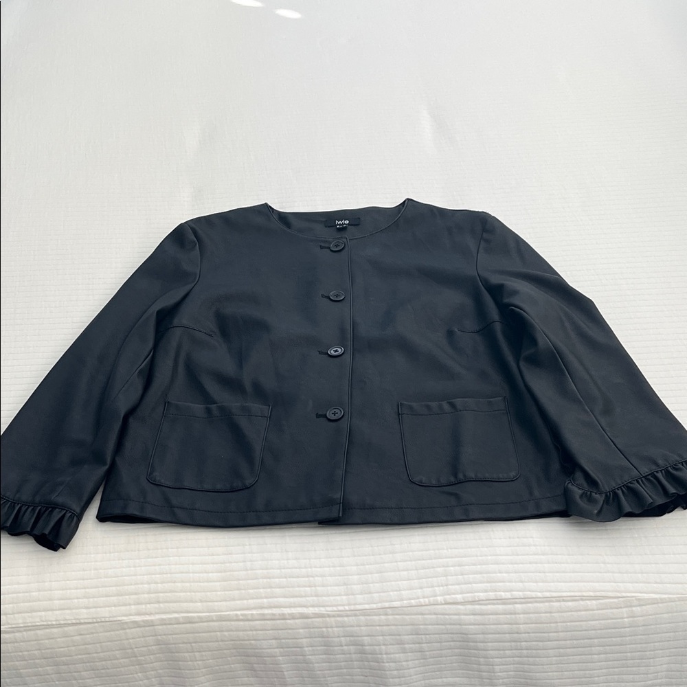 Faux Leather Black Women's blazer